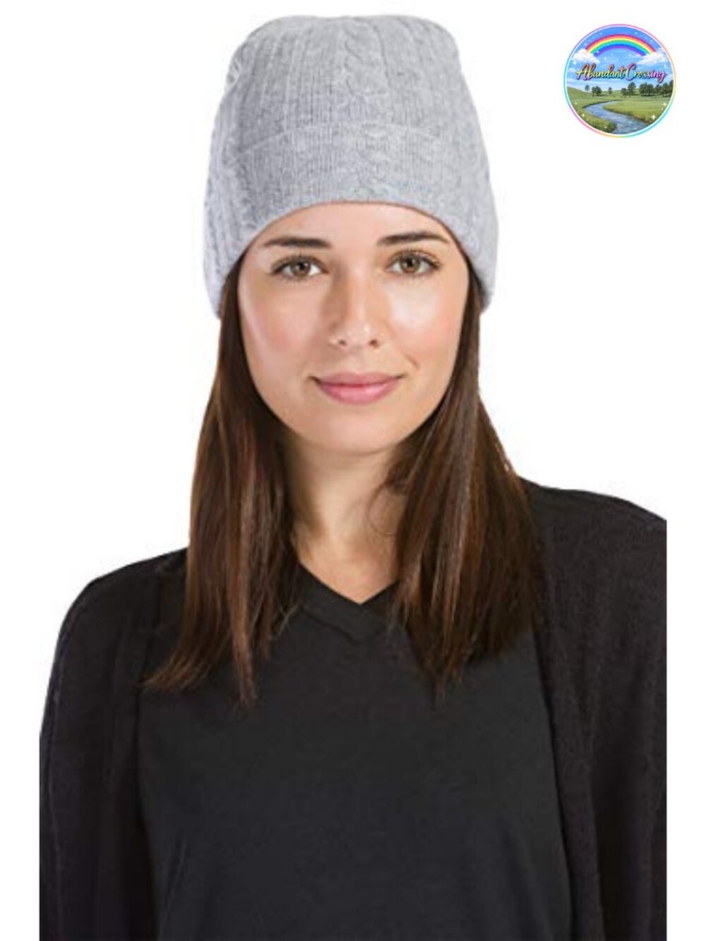 100% Pure Cashmere Cable Knit Cuffed Beanie Hat